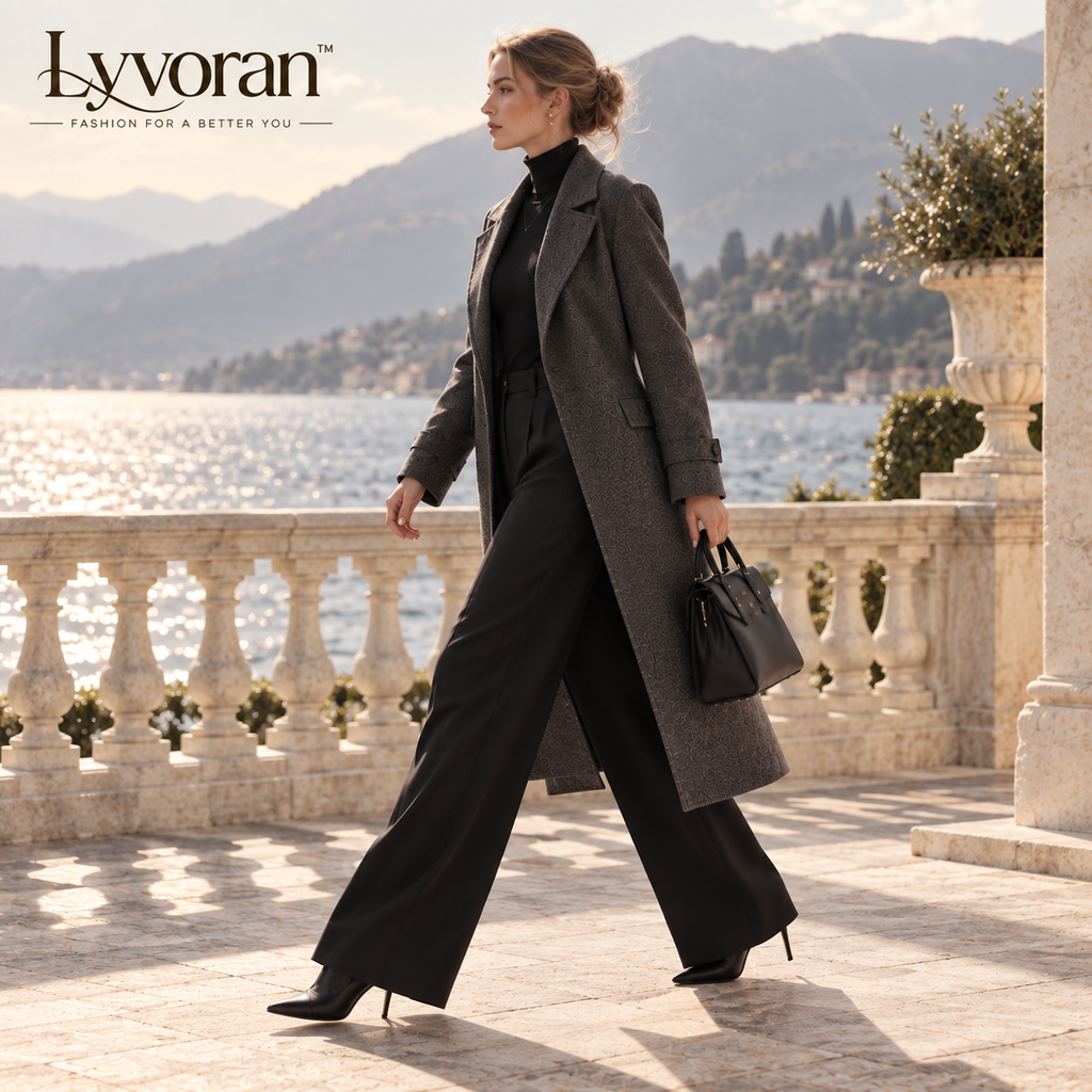 Lyvoran™ Celeste Charcoal Textured Longline Coat