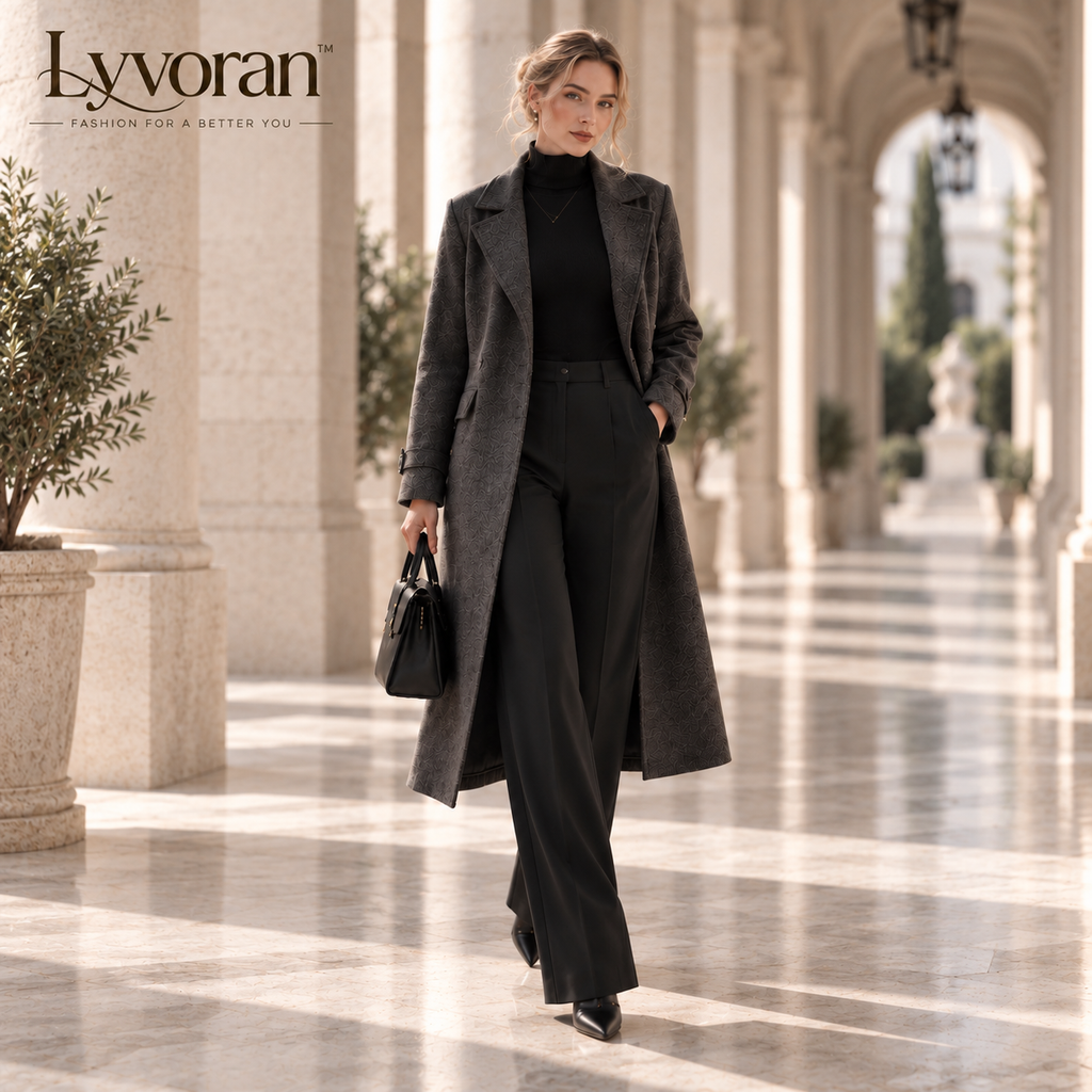 Lyvoran™ Celeste Charcoal Textured Longline Coat