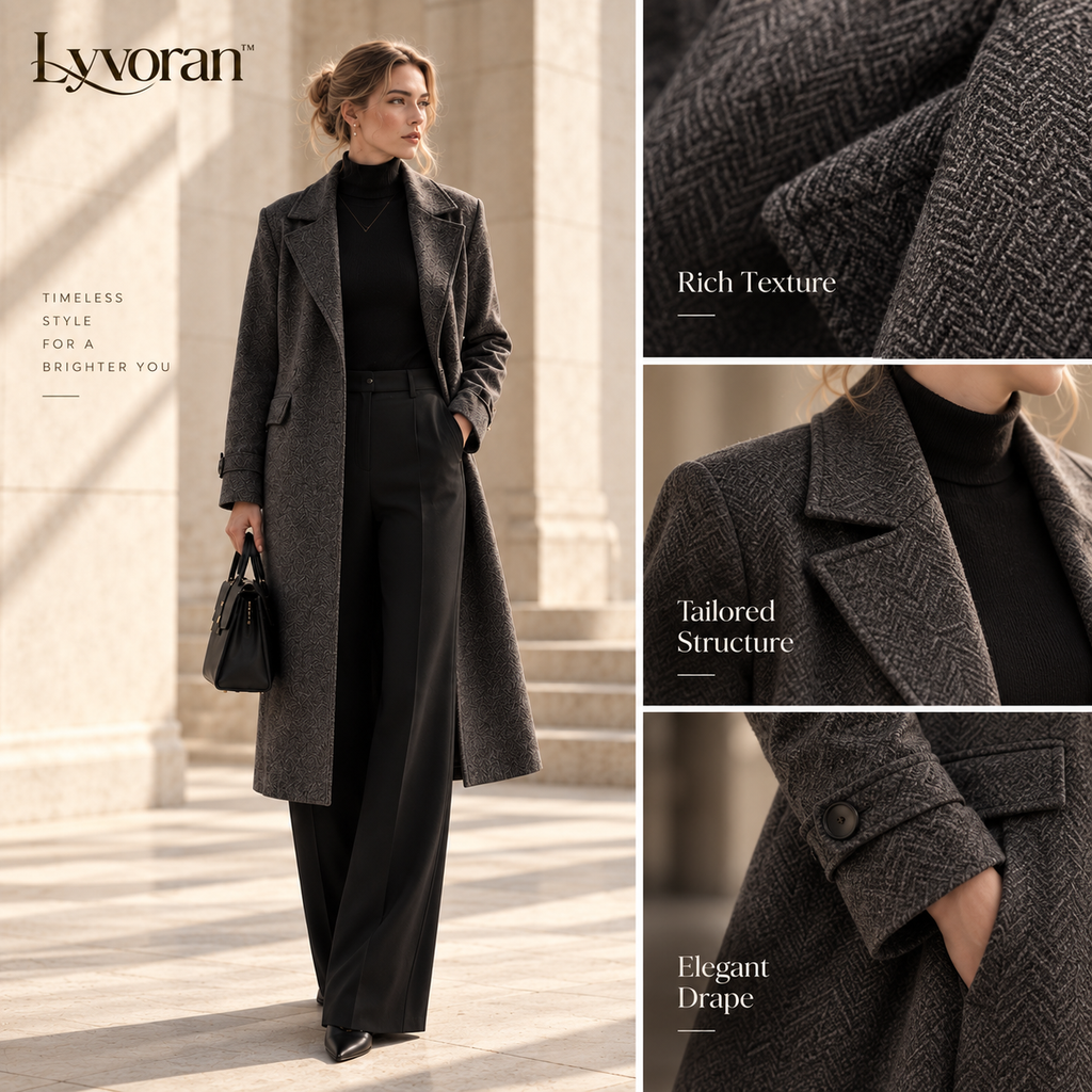 Lyvoran™ Celeste Charcoal Textured Longline Coat