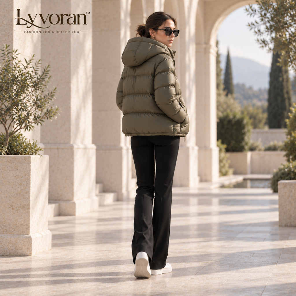 Lyvoran™ Arden Olive Hooded Puffer Jacket
