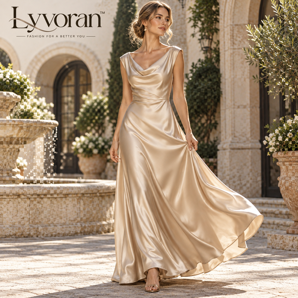 Lyvoran™ Aurelia Satin Cowl Neck Maxi Dress