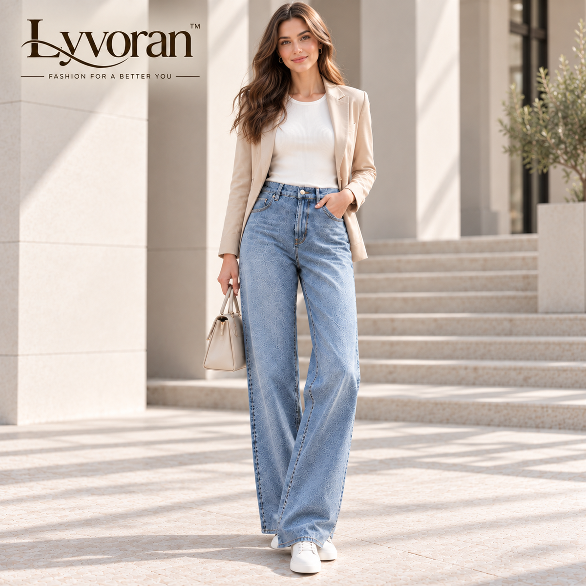 Maren textured jeans full outfit styling
