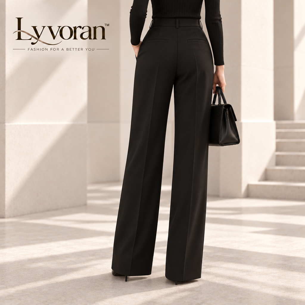 Lyvoran™ Noelle Black High-Rise Wide-Leg Trousers