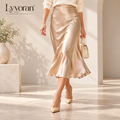 Lyvoran™ Champagne Satin Bias Midi Skirt